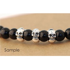 Sterling Silver Skull Rondelle Spacer European Bead Charm A5036