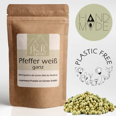 1000g pepe bianco grani di pepe interi bianco confezionato senza plastica JKR Spices