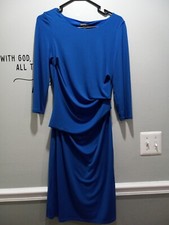WOMENS EXPRESS SIZE M SOLID ROYAL BLUE ELEGANT DRESS PULLOVER LONG SLEEVE USED
