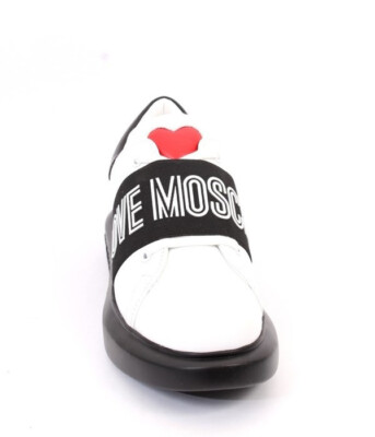 Love Moschino 15084 Black White Leather Logo Lace Platform