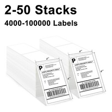 4000 4x6 Fanfold Direct Thermal Shipping Labels Perforated Label for Zebra Rollo