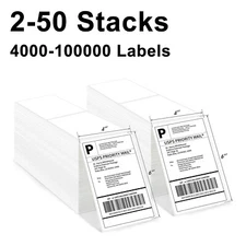 4000 4x6 Fanfold Direct Thermal Shipping Labels Perforated Label for Zebra Rollo