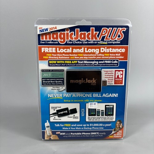 Magic Jack PLUS Free Local Long Distance Calling Telephone - Brand New Sealed - Photo 2/7
