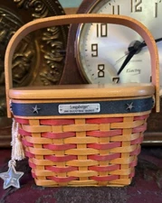 Vintage Longaberger 2001 Inaugural Basket, Lid, Liner, Tie on, Protector