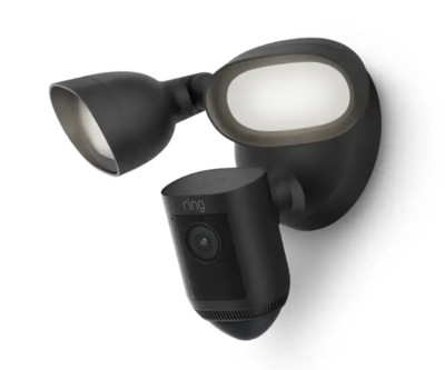 Ring Floodlight Cam Wired Pro with motion-activated 1080p HD video, Black