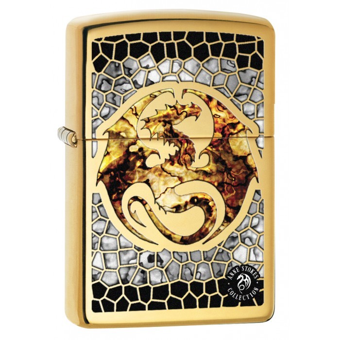 Zippo 0057,  Anne Stokes-Dragon HP Brass Fusion Lighter, Pip