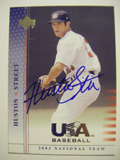 HUSTON STREET signed TEXAS LONGHORNS A's 2003 Upper Deck USA baseball card AUTO