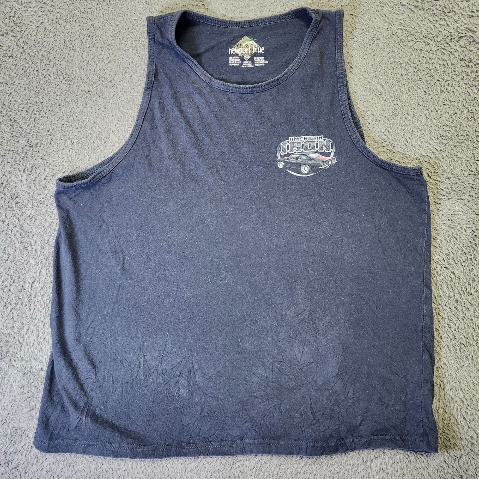 Newport Blue American Iron Muscle Beach Black Tank Top XL