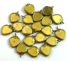 Vintage Jewelry Supply lot Heart Locket Lot Of 20 Tiny Brass Charms Craft