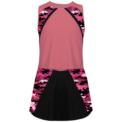 Girls 2Pcs Tennis Golf Outfit Graphic Printed Tank Top with Skirts Tracksuit - Picture 31 of 56