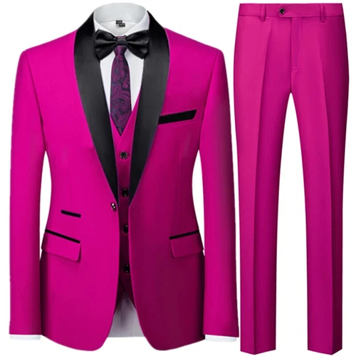 Ensemble de 3 pièces costume de mariage homme manteau pantalon gilet robe de marié blazers veste pantalon - Photo 38/52