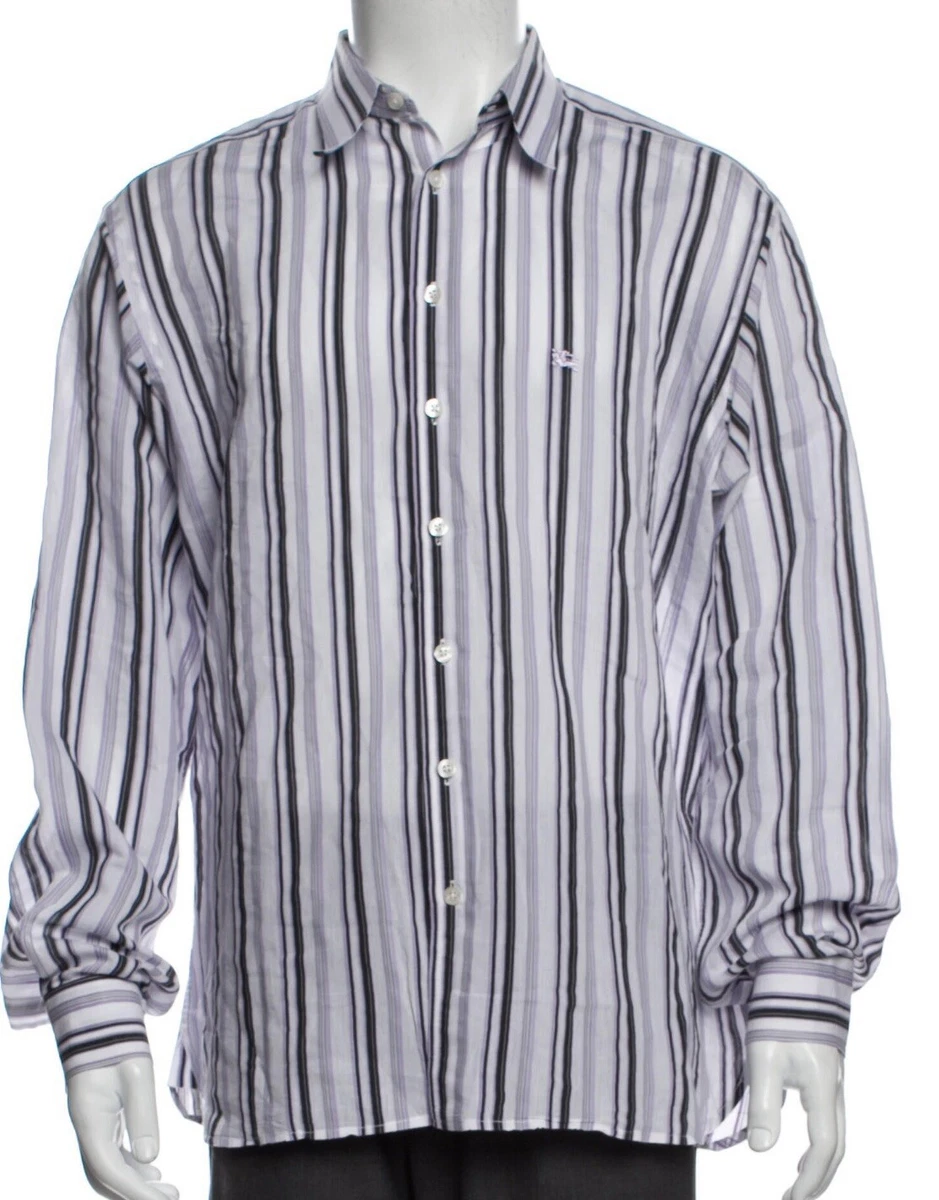 Authentic Burberry London Men s Size XL striped dress shirt White long sleeve