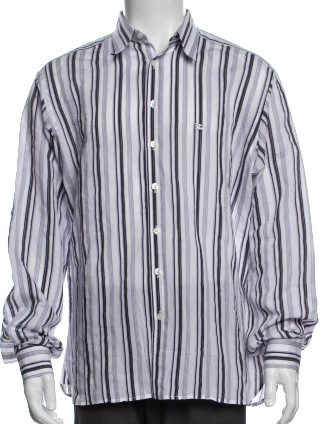 Autentica camicia abito Burberry London uomo taglia XL a righe bianca manica lunga