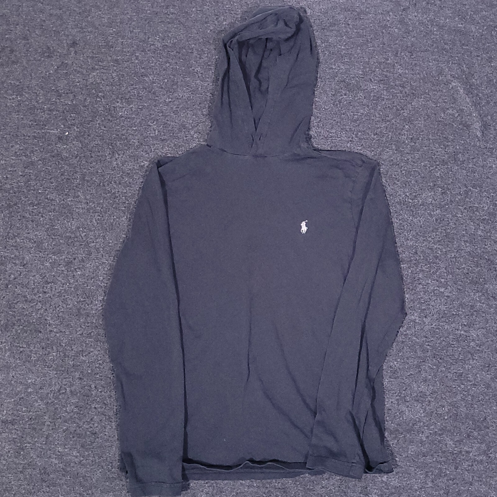 Polo Ralph Lauren Lightweight Hoodie Mens Small Black Pullover Pony Hooded Shirt