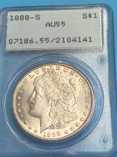 1888 S Morgan Silver Dollar $1 PCGS AU 55 Old Green Holder
