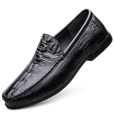 Men's Genuine Leather Thick Bottom Sneakers Antiskid Driving Shoes Walking Shoes