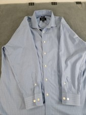 Awearness Kenneth Cole Mens 17 Long Sleeve Button-Up Dress Shirt Blue Checked