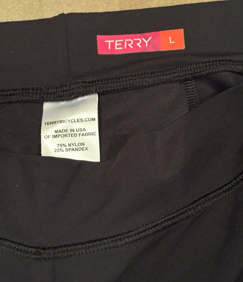 Terry Bike Shorts Women’s Black Cycling Padded Compression Stretch Size L - Image 4 of 4