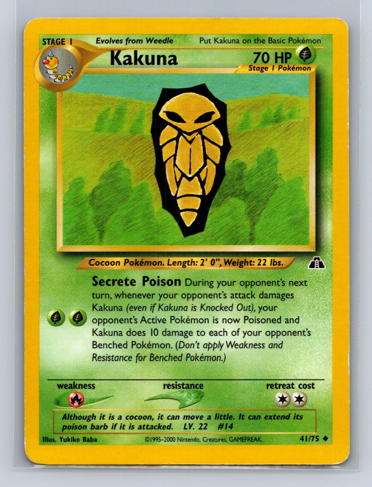 Kakuna 41/75 Uncommon Neo Discovery Pokemon Unlimited Moderately Played