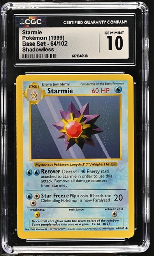 Starmie (Shadowless) graded CGC 10 for sale on eBay