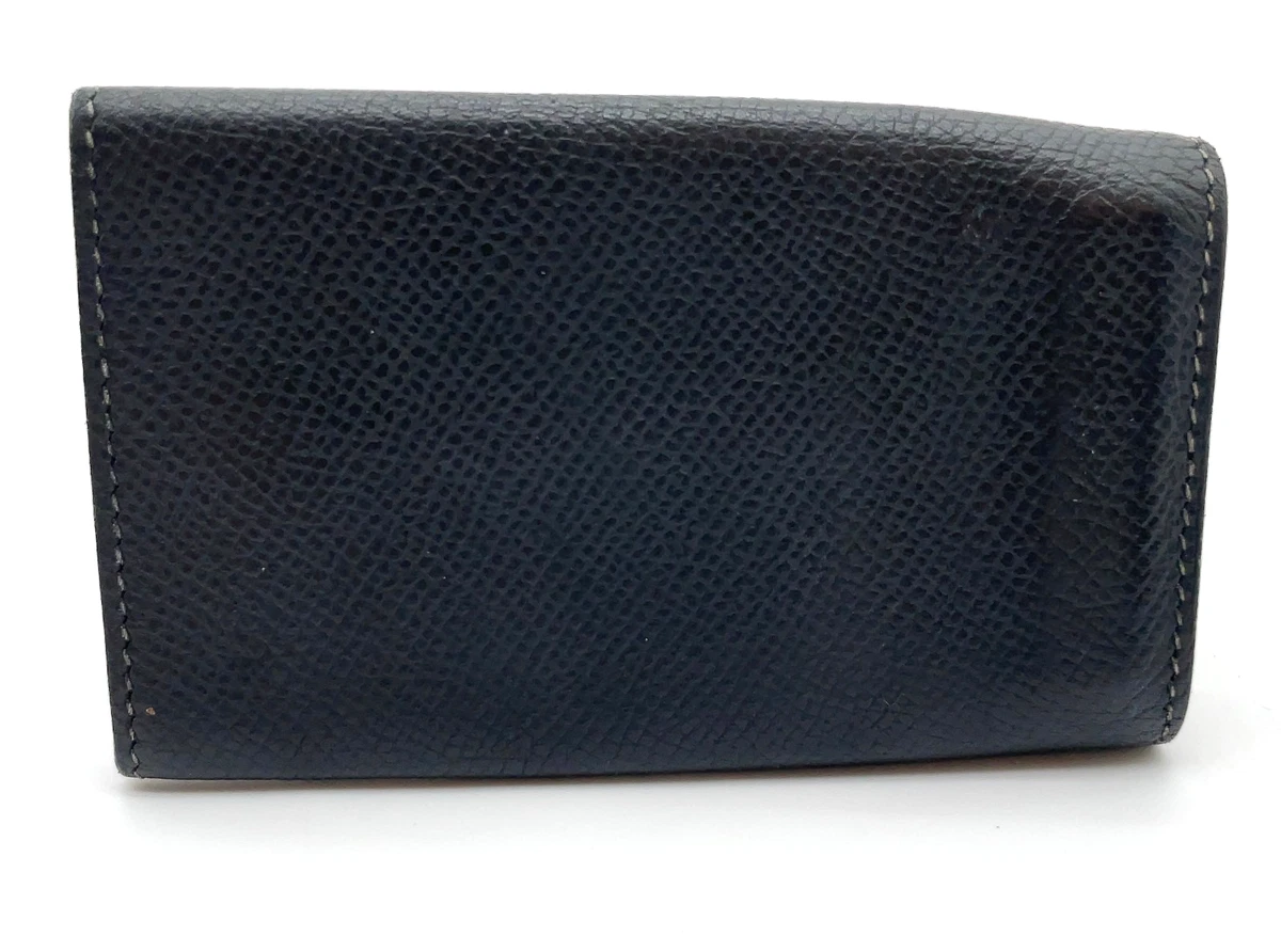 Auth HERMÈS Black Sellier Eticle 6 Veau Epsom SV 6-Key Case /Holder Wbox i080612