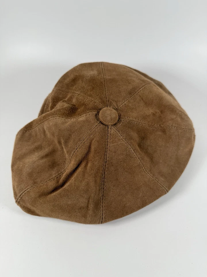 Gorra de Newsboy Vera Pelle Gamuza Vintage Talla 57 Cuero Genuino Hecha en Italia Foto 4 de 4