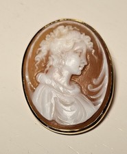 Camee Brosche und Anh&auml;nger, 585 Gold, H&ouml;he 4 cm Del Gatto Italien