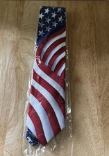 American Flag Men's Neck Tie. USA Patriotic Red, White  Blue.  NEW  Silk