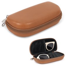 Double Glasses Case, Hard Shell Eyeglasses Case for 2 Paris, Faux Leather Por...