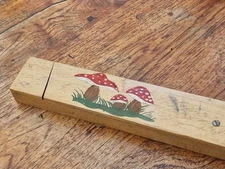 alter Griffelkasten mit Fliegenpilz Holz Stiftekasten vintage 50er 60er