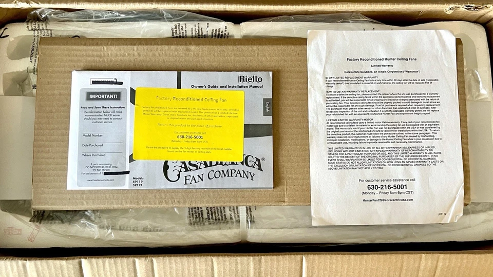 CASABLANCA 60” Snow White Ceiling Fan LED Light Kit Remote FACTORY RECONDITIONED - Image 2 of 4