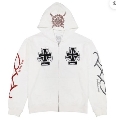 Limited Edition Ed Hardy x Ken Carson White Rhinestone Zip Up