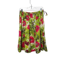 Talbots 100 Cotton Colorful Tropical Floral A-Line Skirt Women's Size 2