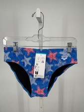 Arena Swim Brief Men 36 Blue Starfish Chlorine Resistant Beach Sport Performance