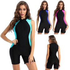 Women's Swimwear Boyleg Swimsuit Sports Bodysuit Rash Guard Romper Surfing Pool