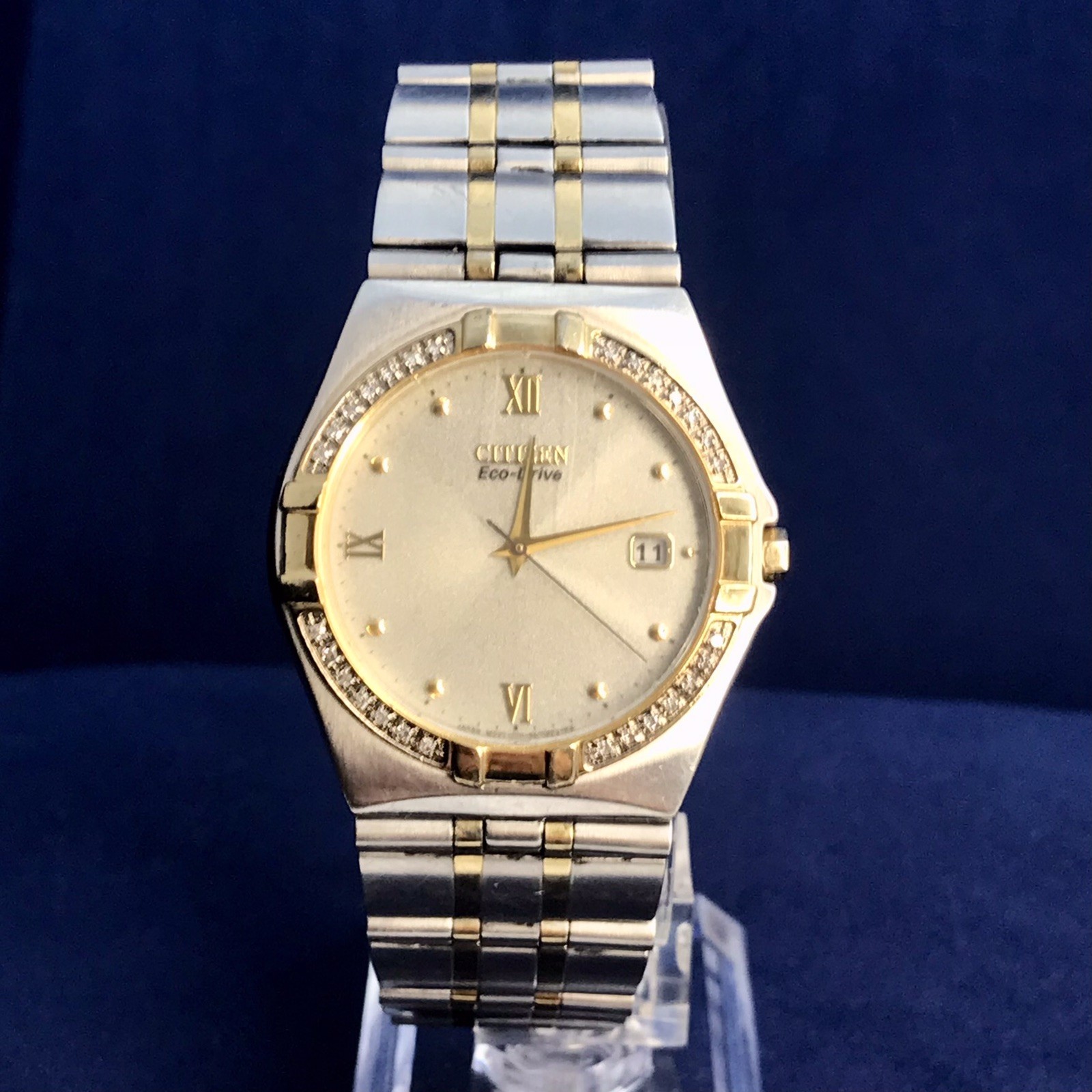 Jewelry Citizen Vintage Two-Tone Wristwatch Eco E111 SO44405 Watch Drive Mens - vintagewatches.pk