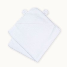Natemia White Organic Cotton Hooded Baby Towel