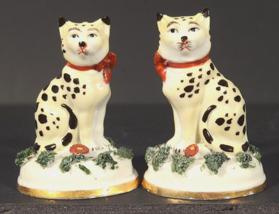 Antique Edme Samson Germany Chelsea Style Porcelain Dalmation Dog Figurines