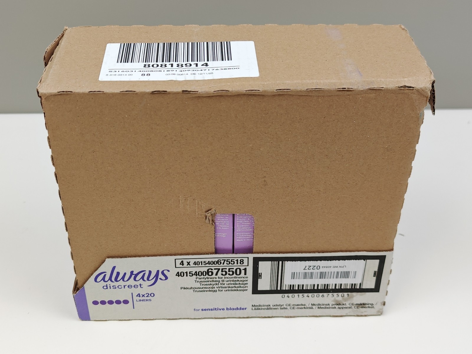 Always Discreet Plus Incontinence Liners for Sensitive Bladder - Pack of 80