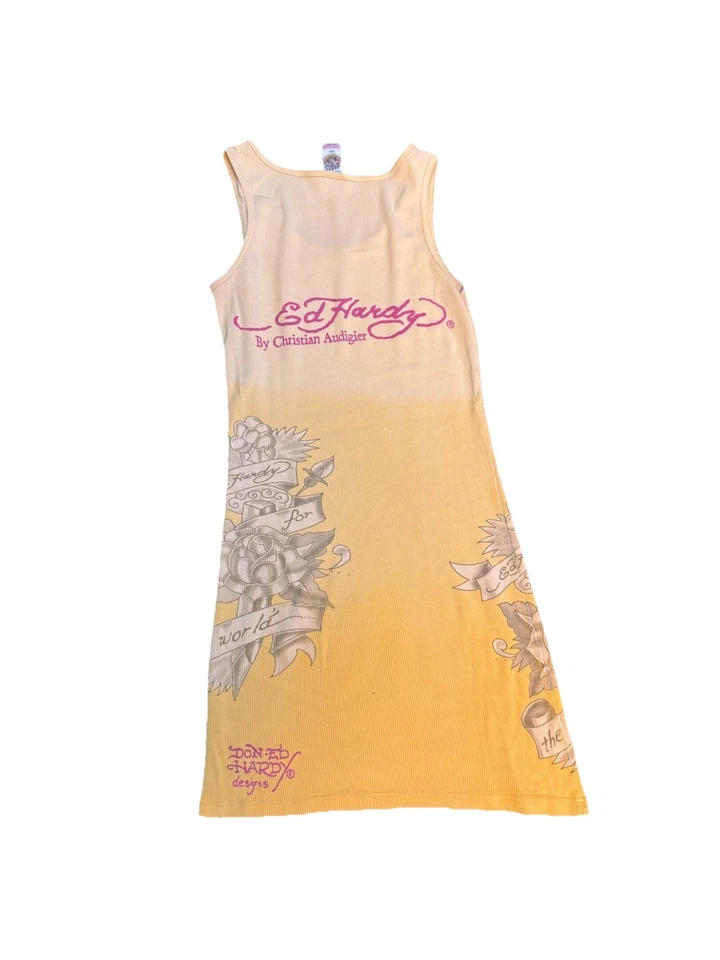 Raro Y2K Ed Hardy Sirena Tatuaje Tanque Mini Vestido Christian Audigier OS Lo último Foto 2 de 4