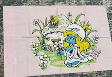 vintage 1983 Peyo Smurfette pink twin bedding set