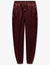NWT Saint Laurent YSL Burgundy Crinkled Satin Jogger Trousers Pants 48 32 1890