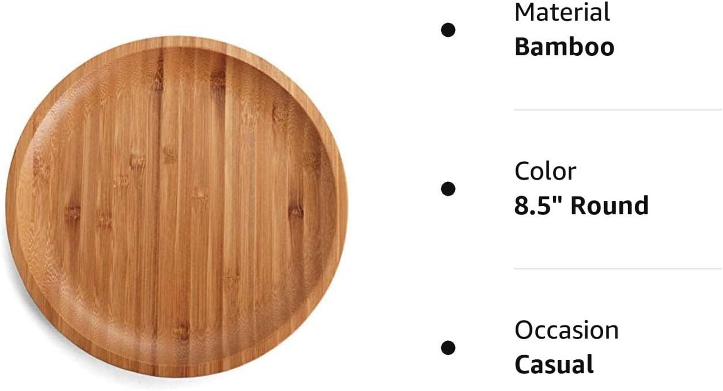 Eco-Friendly 8" Bamboo Plate Set - Reusable Round Dinnerware (8 Pack)