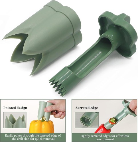 Pepper Seed Corer Remover, 2-In-1 Bell Pepper Cutter & Deseeder for Effortless - Picture 5 of 6