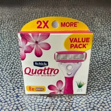 Schick Quattro For Women 4-Blade Razor Refills 8 Count Aloe Vitamin E NEW