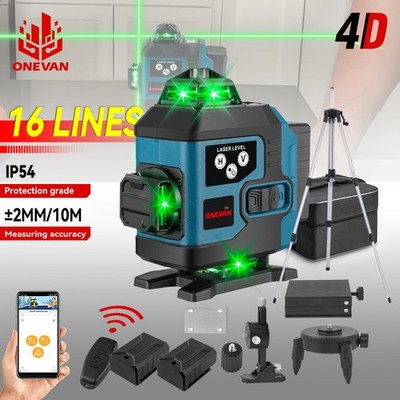 16 Line Laser Level Wasserwaage 4D 360° Kreuzlinienlaser Kit mit Tasche + Akkus