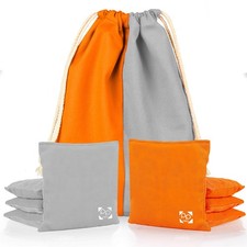 Professional Cornhole Bags Regulation All Weather Two Sided 4 Orange  4 Gray