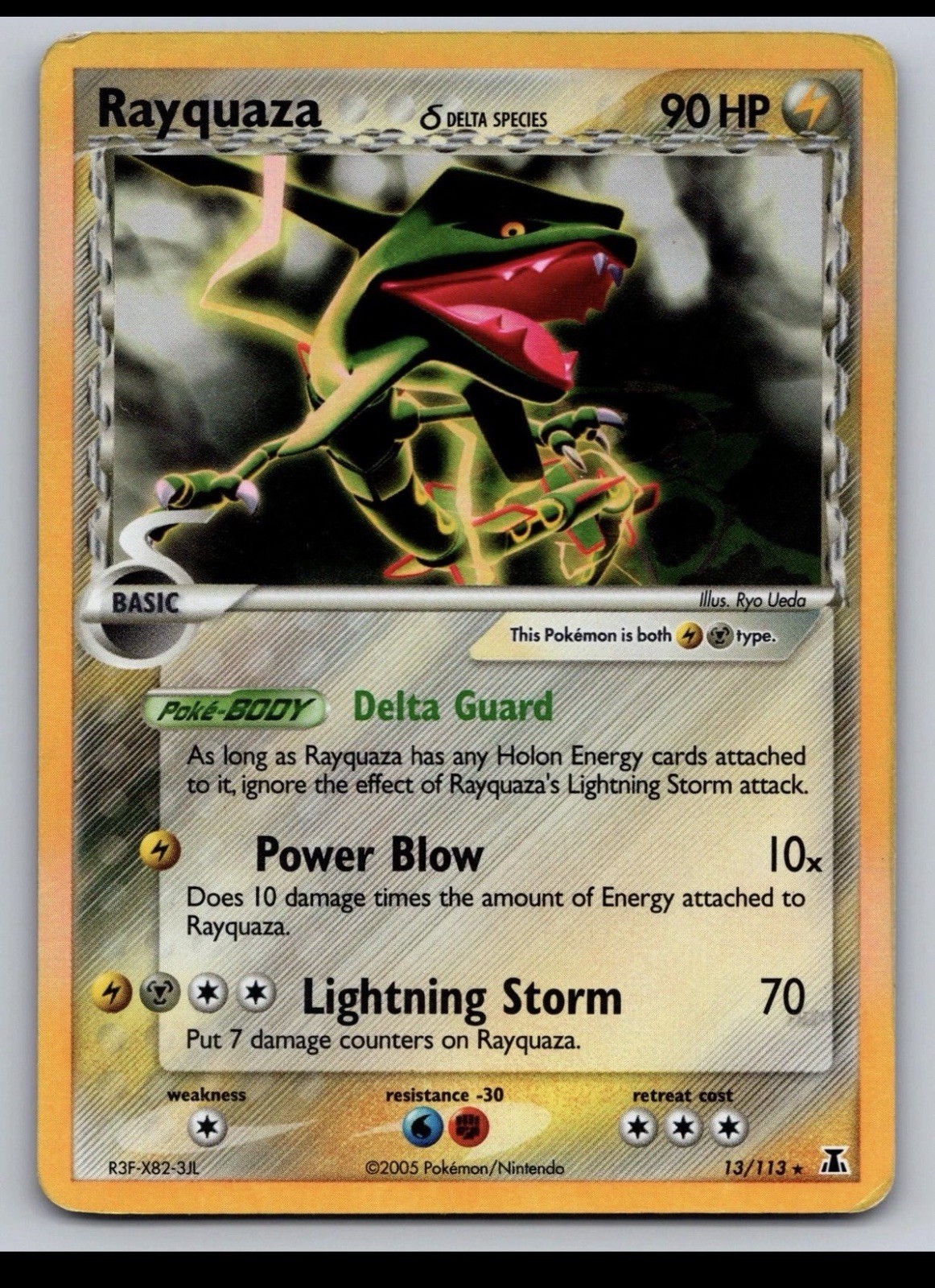 Rayquaza 13/113 Holo Rare Delta Species Pokemon Moderately Played