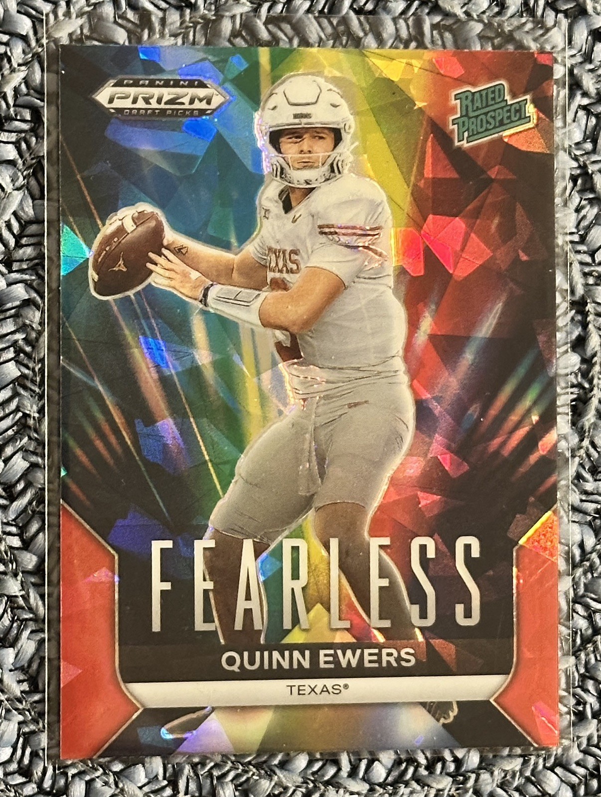 2024 Panini Prizm Draft Picks - Fearless Quinn Ewers #F-QE Red Ice Prizm (RC)
