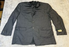 Lauren Ralph Lauren Blazer Mens 42R Gray Pinstripe Wool Suit Jacket Vintage 90s